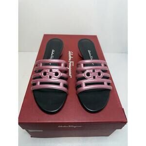 Salvatore Ferragamo Pink Gancini Slide Sandals Women US 5.5 EU 35.5 New